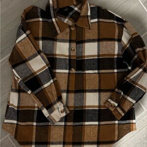 Brown Plaid Ladies Shirt